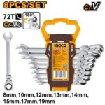 INGCO 8PCS RATCHET SPANNER SET HKSPAR1083
