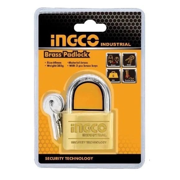 INGCO HEAVY DUTY BRASS PADLOCK 50MM DBPL0502