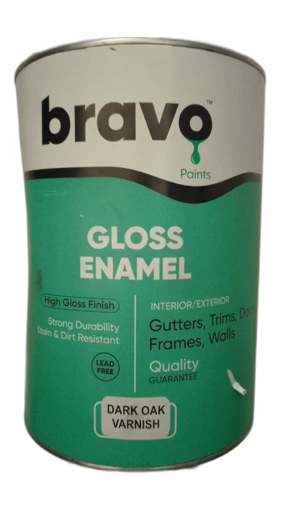 Bravo Paints Gloss Enamel Dark Oak Varnish Large Tin
